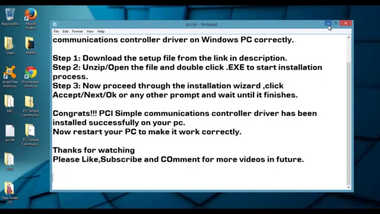 pci simple communications controller missing